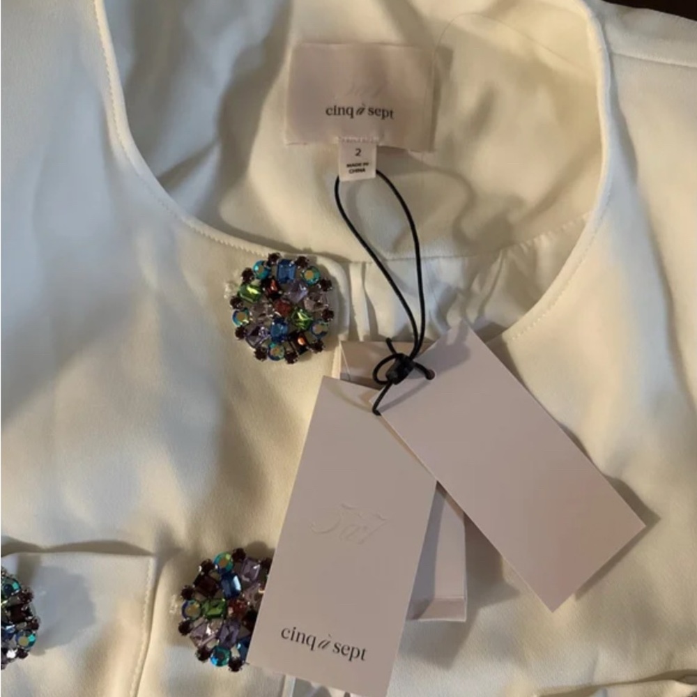 Cinq à Sept Cream Blazer with Colorful Embellishments - Picture 3 of 3